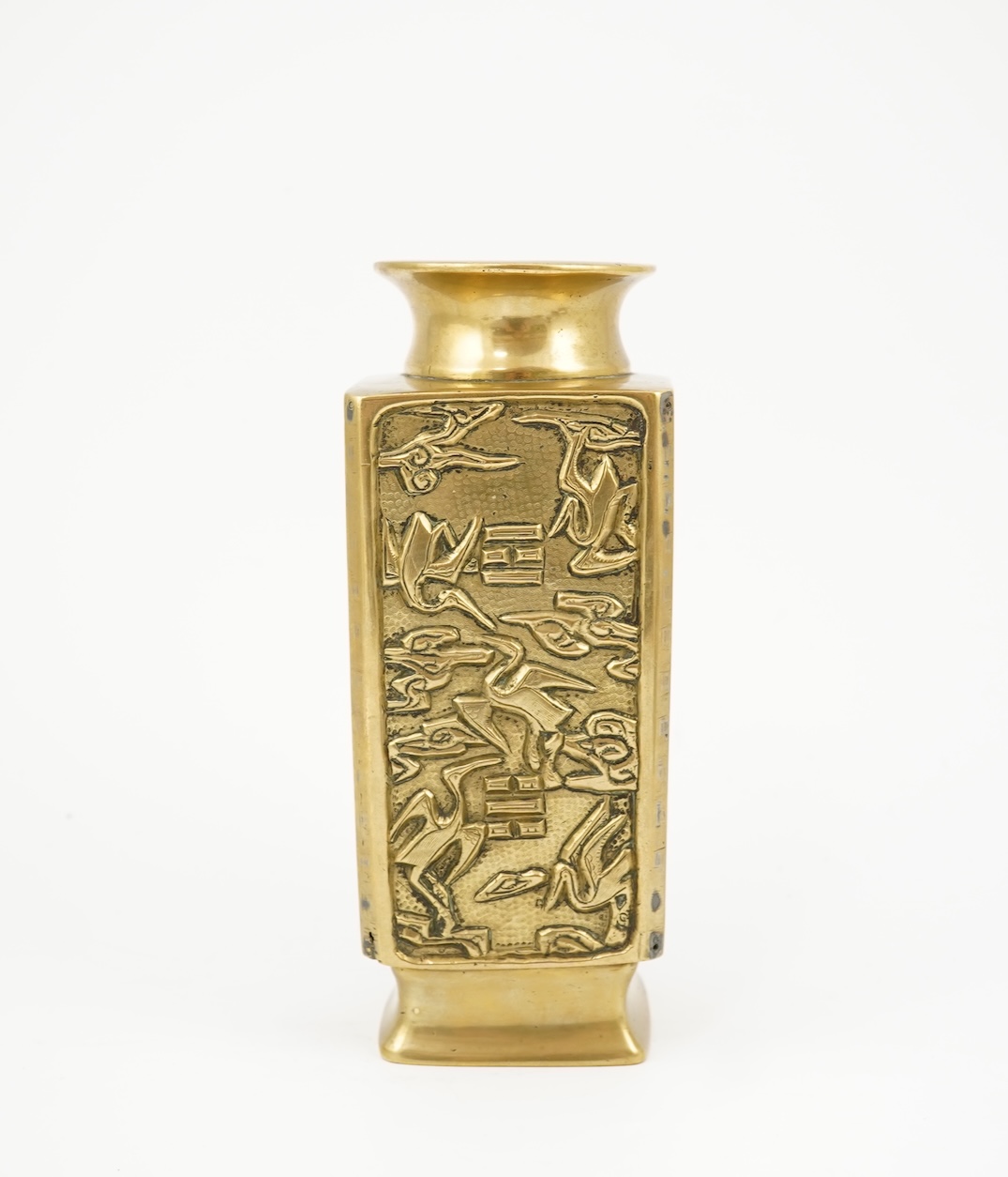 A Chinese polished bronze cong vase, early 20th century